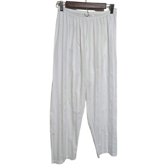 P Jamas Medium White Tina Tonal Stripe Pajama Pants Wide Leg Elastic Waist - Picture 1 of 9